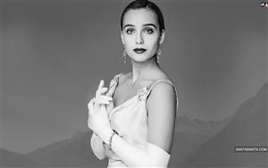 Kristin Scott Thomas - an English actress captured in a monochrome frame